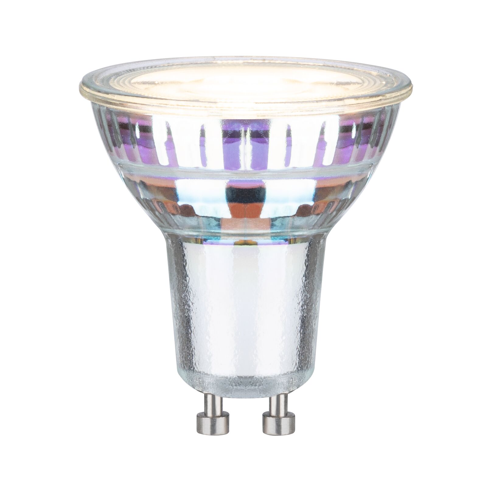 Efficient-Line Standard 230V LED Reflektor GU10 1er-Set 450lm 2,5W 3000K Silber Klares GU10 LED-Leuchtmittel aus Glas mit zweipoligem Sockel für energiesparende Beleuchtung