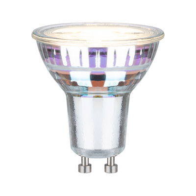 Klar GU10 LED-pære i glas med tobenet sokkel til energieffektiv belysning