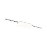 Modern LED ceiling light with rectangular white acrylic shade and chrome bar for living room lighting