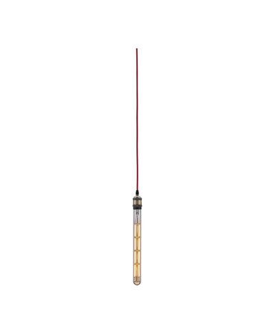 Slim vintage bulb with red cable and warm white light for decorative lighting use