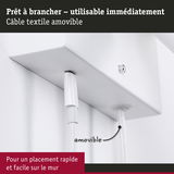 Connecteur mural blanc avec câble textile amovible pour une installation rapide et facile
