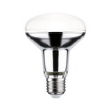 Reflector bulb with E27 base made of glass and silver metal for focused lighting