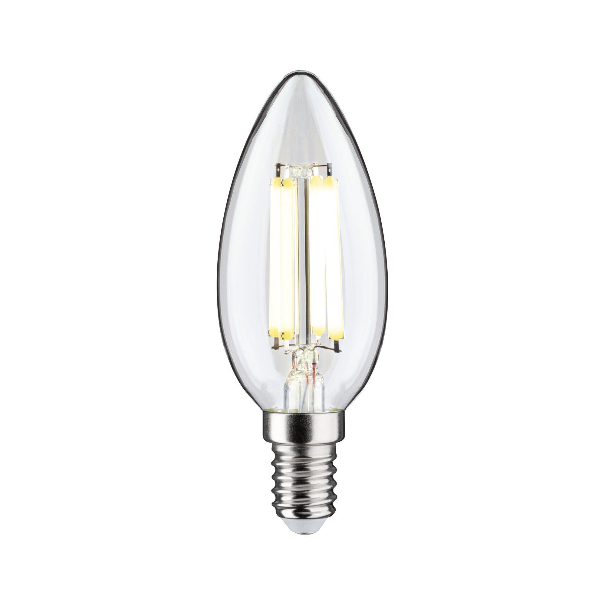 Transparante LED-kaarslamp met E14-fitting en zichtbare lichtfilamenten voor energiezuinige verlichting