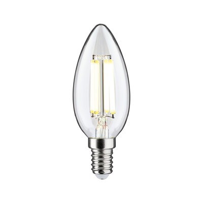 Klar LED-lysestagepære med E14-fatning og synlige lysfilamenter til energibesparende belysning