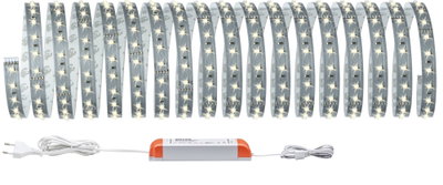 Flexibler LED-Lichtstreifen mit Netzteil in Weiß für moderne Raumbeleuchtung und Dekor.