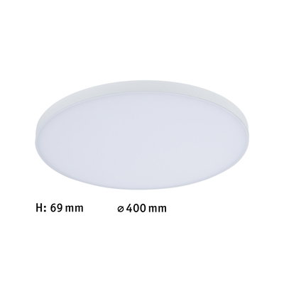 Ronde witte LED-plafondlamp van kunststof, 400 mm diameter en 69 mm hoogte, geschikt voor woonruimtes