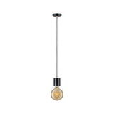 Suspension noire avec câble noir et ampoule blanc chaud pour éclairage intérieur moderne
