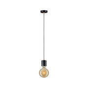 Schwarze Pendelleuchte mit schwarzem Kabel und warmweißem Glühbirnen-Design für moderne Innenräume