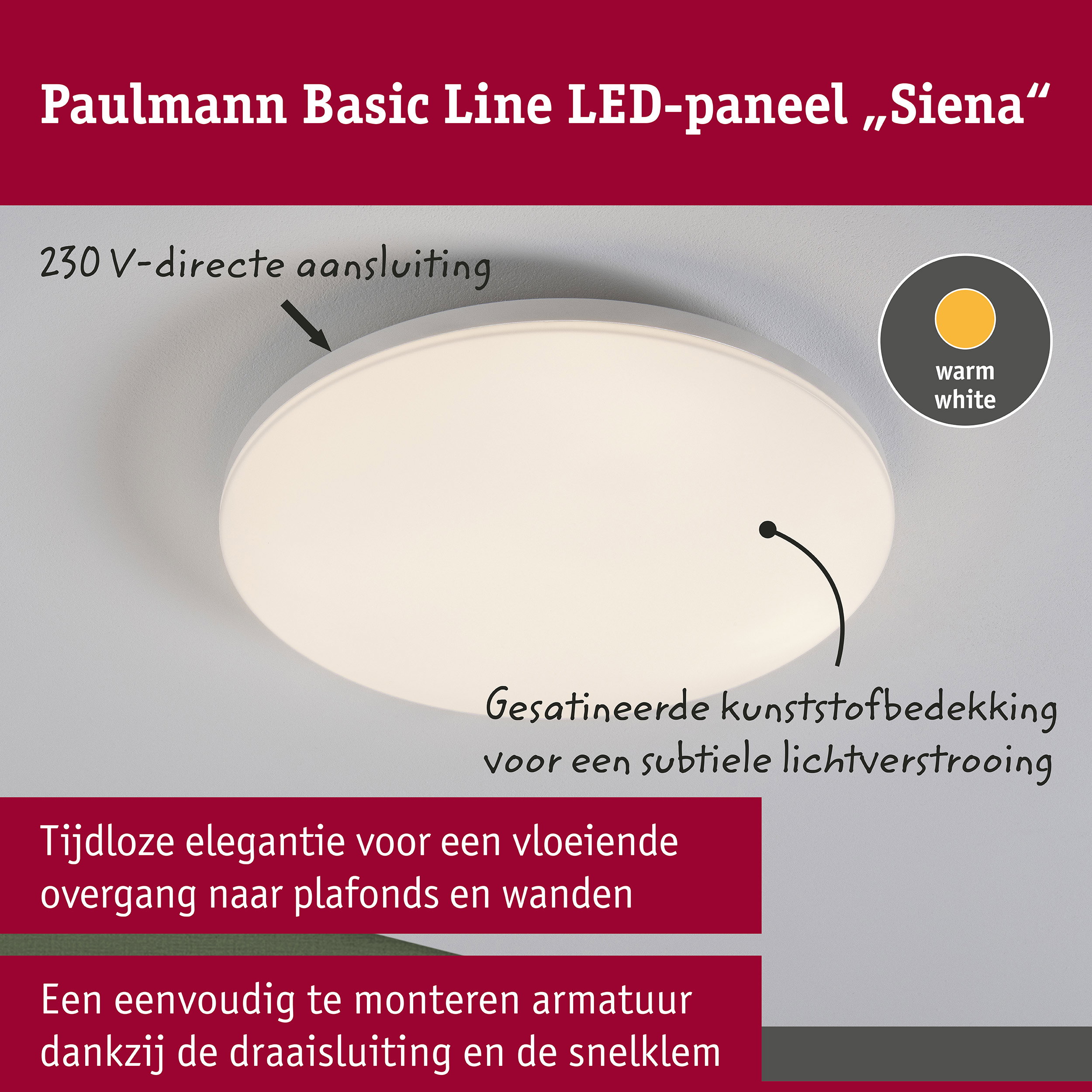 LED-plafondlamp Siena 3000K 360mm 1700lm 230V 22W