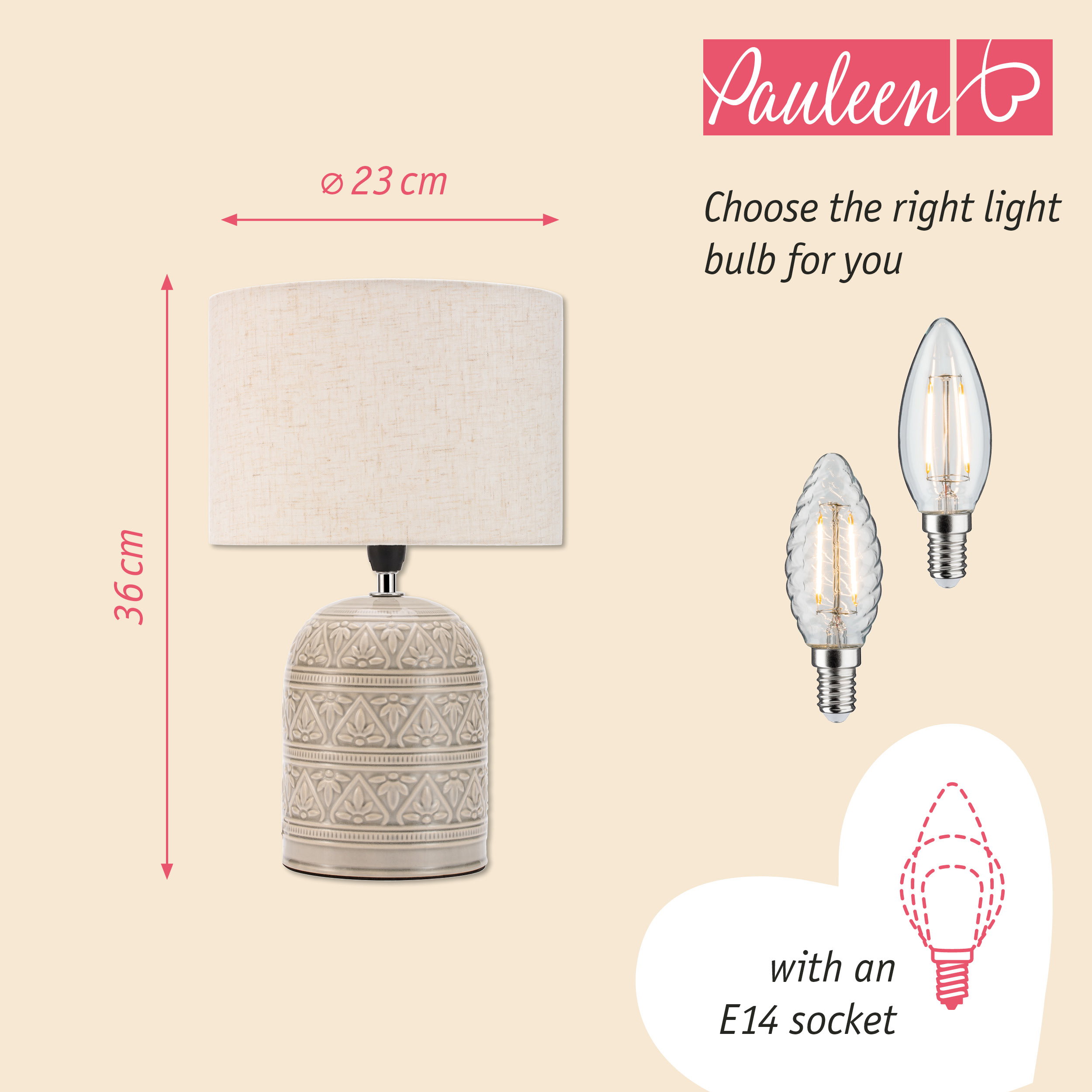 Paulmann Pauleen Table lamp Tender Pearl E14 max. 20W Beige