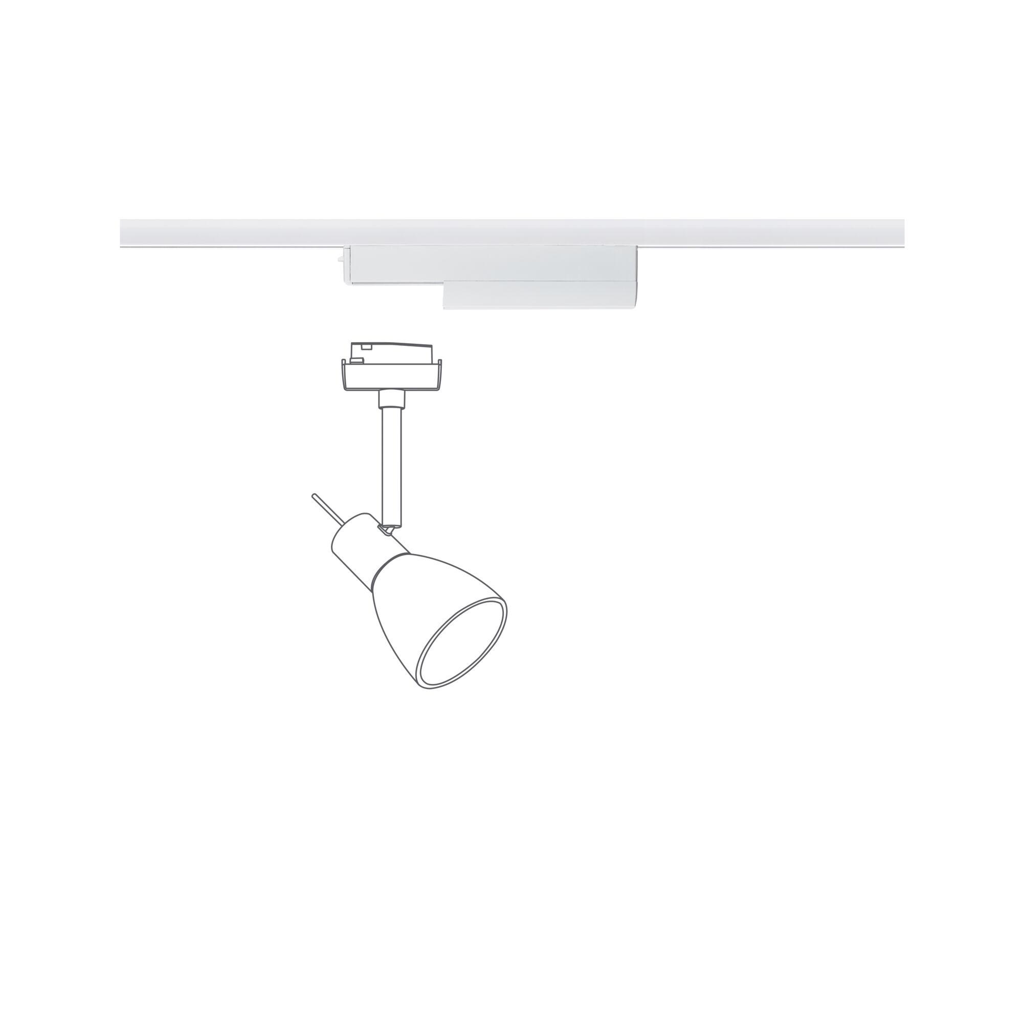 White metal LED spotlight on track system for flexible indoor lighting solutions