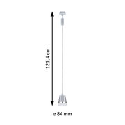 Moderne sølvfarvet metalpendel med 121,4 cm længde og 84 mm diameter til opholdsrum