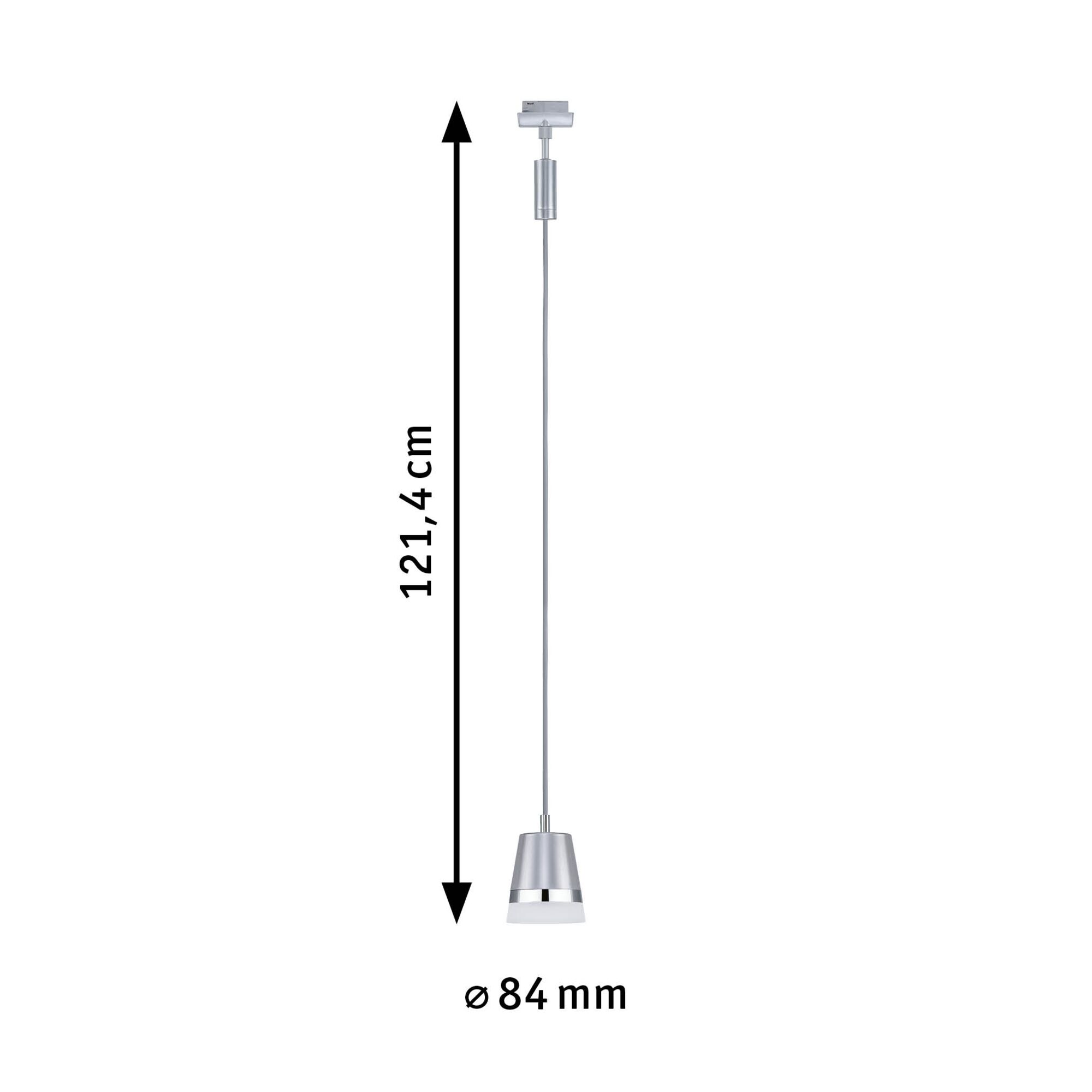 Moderne sølvfarvet metalpendel med 121,4 cm længde og 84 mm diameter til opholdsrum