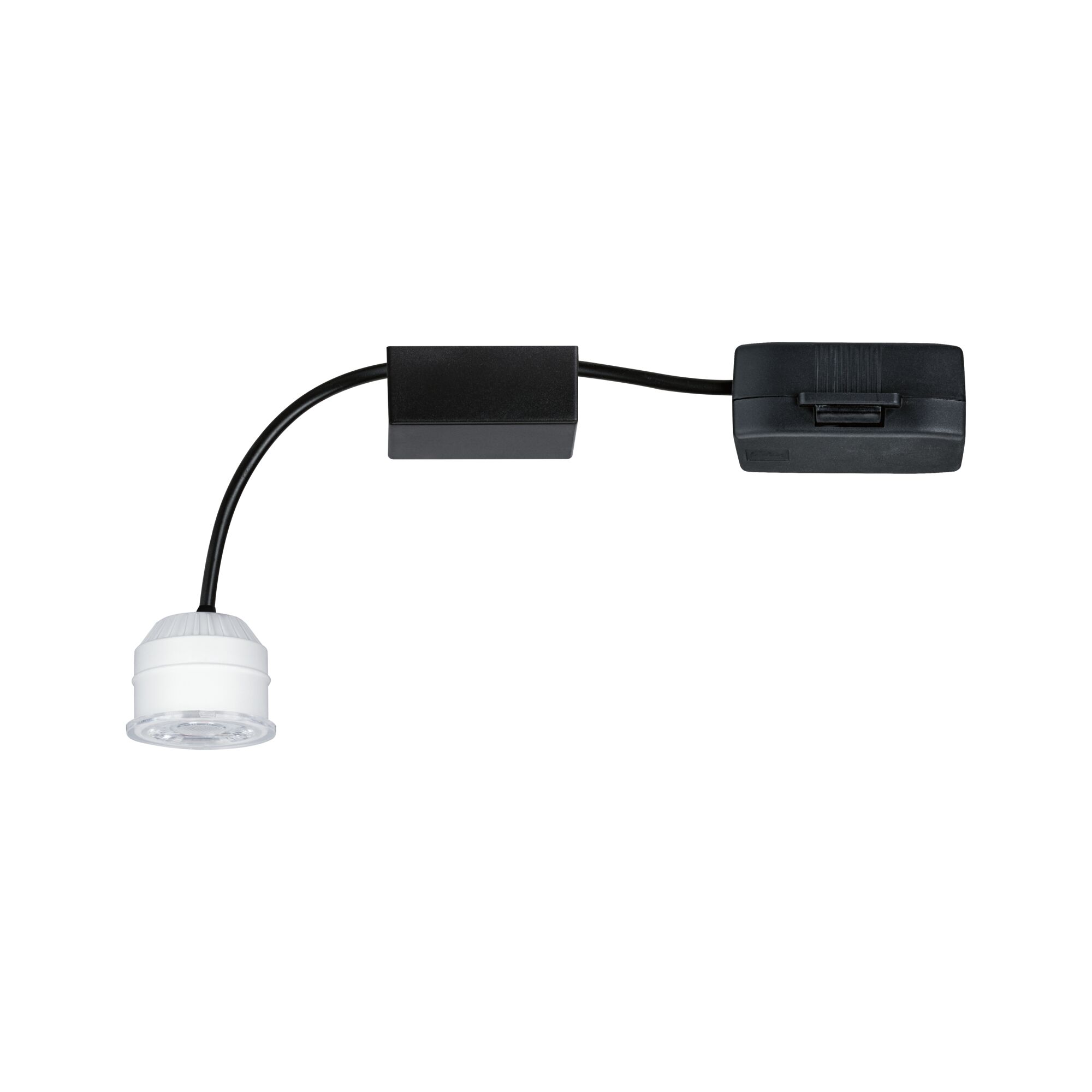 Kompaktes LED-Modul mit weißem Kunststoffgehäuse und schwarzem Kabel für flexible Beleuchtungslösungen