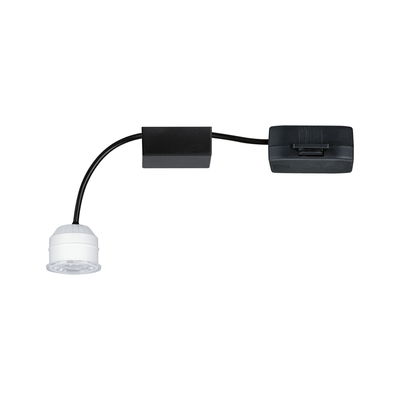 Kompaktes LED-Modul mit weißem Kunststoffgehäuse und schwarzem Kabel für flexible Beleuchtungslösungen