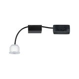 Compact LED module with white plastic housing and black cable for versatile lighting solutions