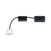 Black LED light with white plastic housing and cable for versatile lighting solutions