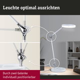 Weiße LED-Schreibtischlampe mit zwei verstellbaren Gelenken aus Chrom für flexible Beleuchtung