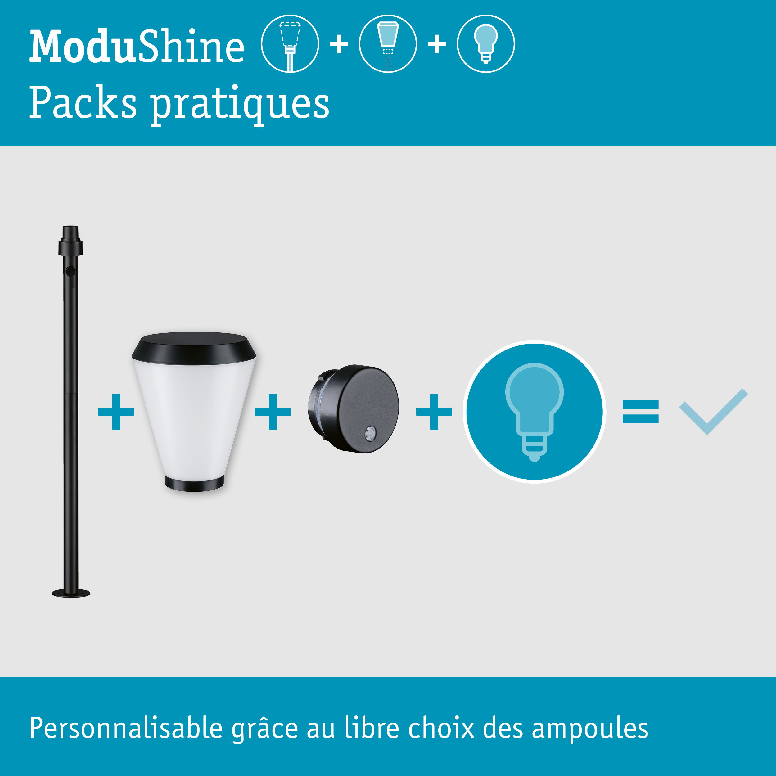 Kit ModuShine Borne Varino moyen avec capteur Anthracite