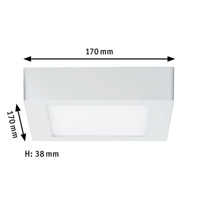 Square white LED ceiling light made of plastic, 170x170 mm, slim design for modern lighting solutions
