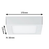 Square white LED ceiling light made of plastic, 170x170 mm, slim design for modern lighting solutions
