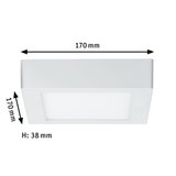 Plafonnier LED carré blanc en plastique, 170x170 mm, design fin pour éclairage moderne