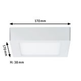 Vierkante witte LED-plafondlamp van kunststof, 170x170 mm, slank ontwerp voor moderne verlichting