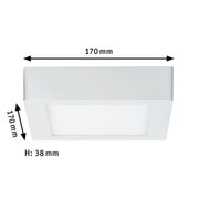 Plafonnier LED carré blanc en plastique, 170x170 mm, design fin pour éclairage moderne