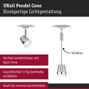 URail Pendel Cone Pendelleuchte in Silber mit LED-Lichtquelle, dimmbar und kürzbar