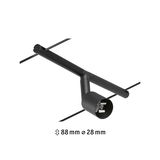 Black metal LED cable spotlight holder 88 mm height 28 mm diameter for adjustable lighting solutions