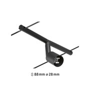 Czarna metalowa lampa sufitowa z regulowanym reflektorem i smukłym designem do nowoczesnych wnętrz