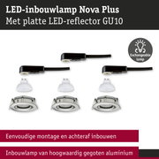 LED-inbouwlamp Nova Plus met platte LED-reflector GU10 van zilverkleurig aluminium
