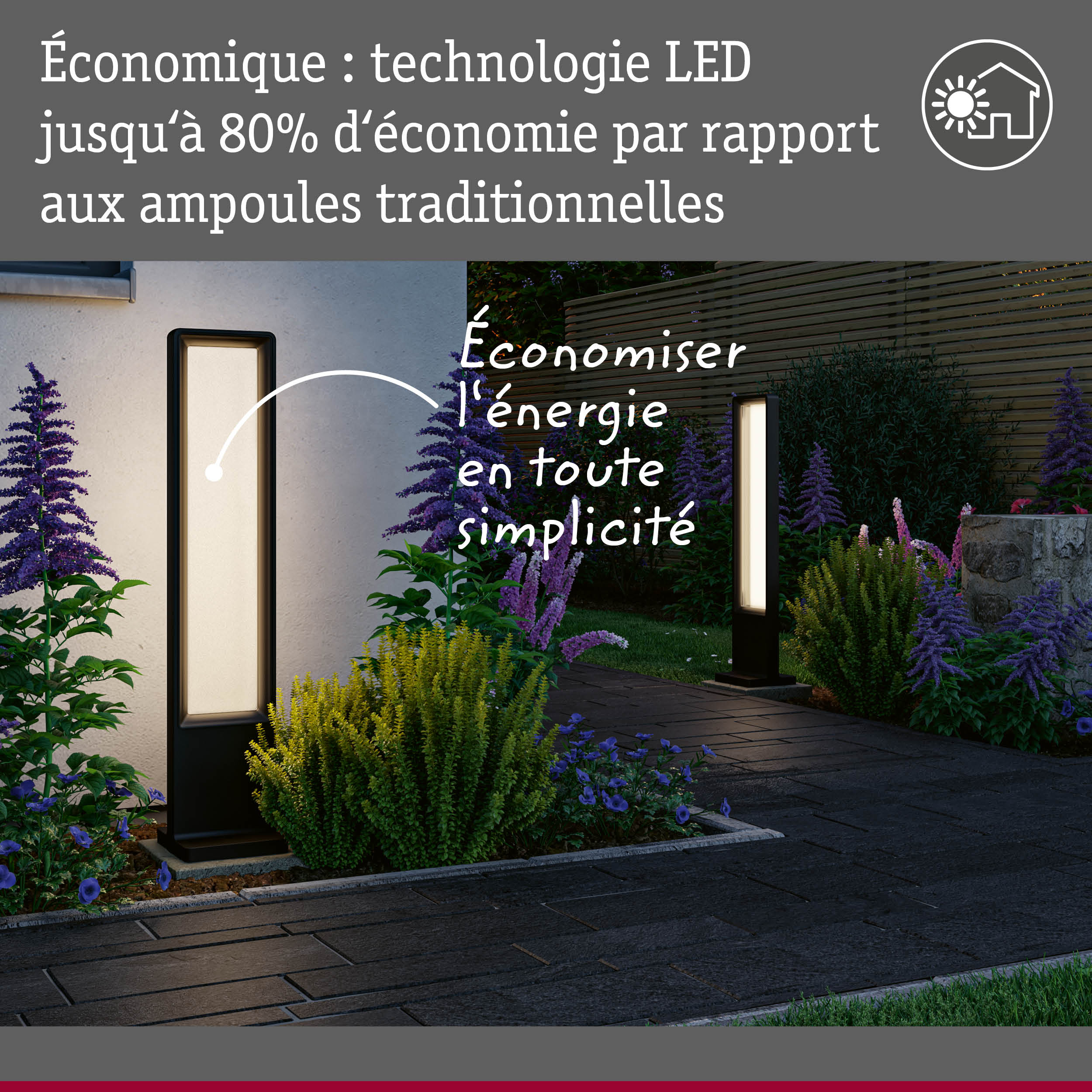 Lampe extérieure LED noire moderne dans un jardin avec technologie économique et design élégant