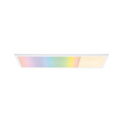 Panneau LED plat avec cadre blanc affichant lumière blanc chaud et multicolore pour éclairage moderne
