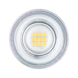 Round LED light bulb with clear glass and yellow diodes, energy-efficient lighting solution