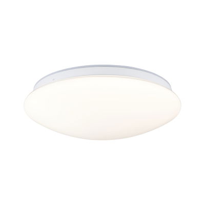 Runde Deckenleuchte aus weißem Kunststoff mit warmweißem LED-Licht für Wohnräume