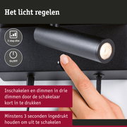 Zwarte LED-leeslamp met 3-standen dimmer en aan/uit knop, vingerbediende schakelaar