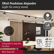 Black URail Pendulum Alejandro LED ceiling light with integrated 3-step dim function and neutral white light