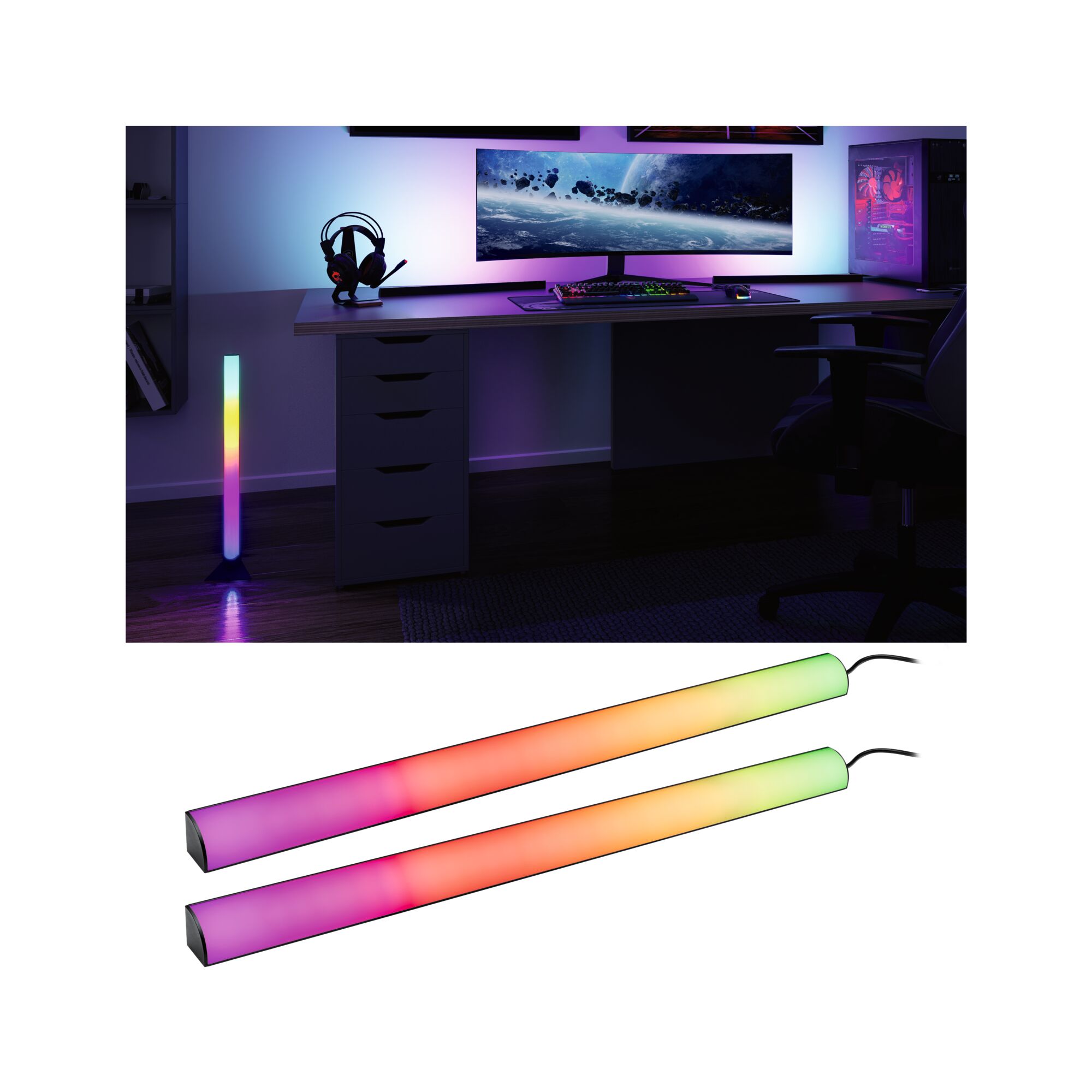 Barre lumineuse LED RGB colorée en plastique pour installation gaming et éclairage PC