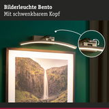 Bilderleuchte Bento mit schwenkbarem Kopf in gebürstetem Metall für gezielte Wandbeleuchtung
