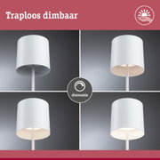 Witte dimbare vloerlamp met cilindrische metalen kap voor woonkamerverlichting