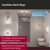 Leuchten-Serie Ruya mit Kristallglas-Optik und Chrom für Badezimmer, verschiedene Lampentypen im einheitlichen Design