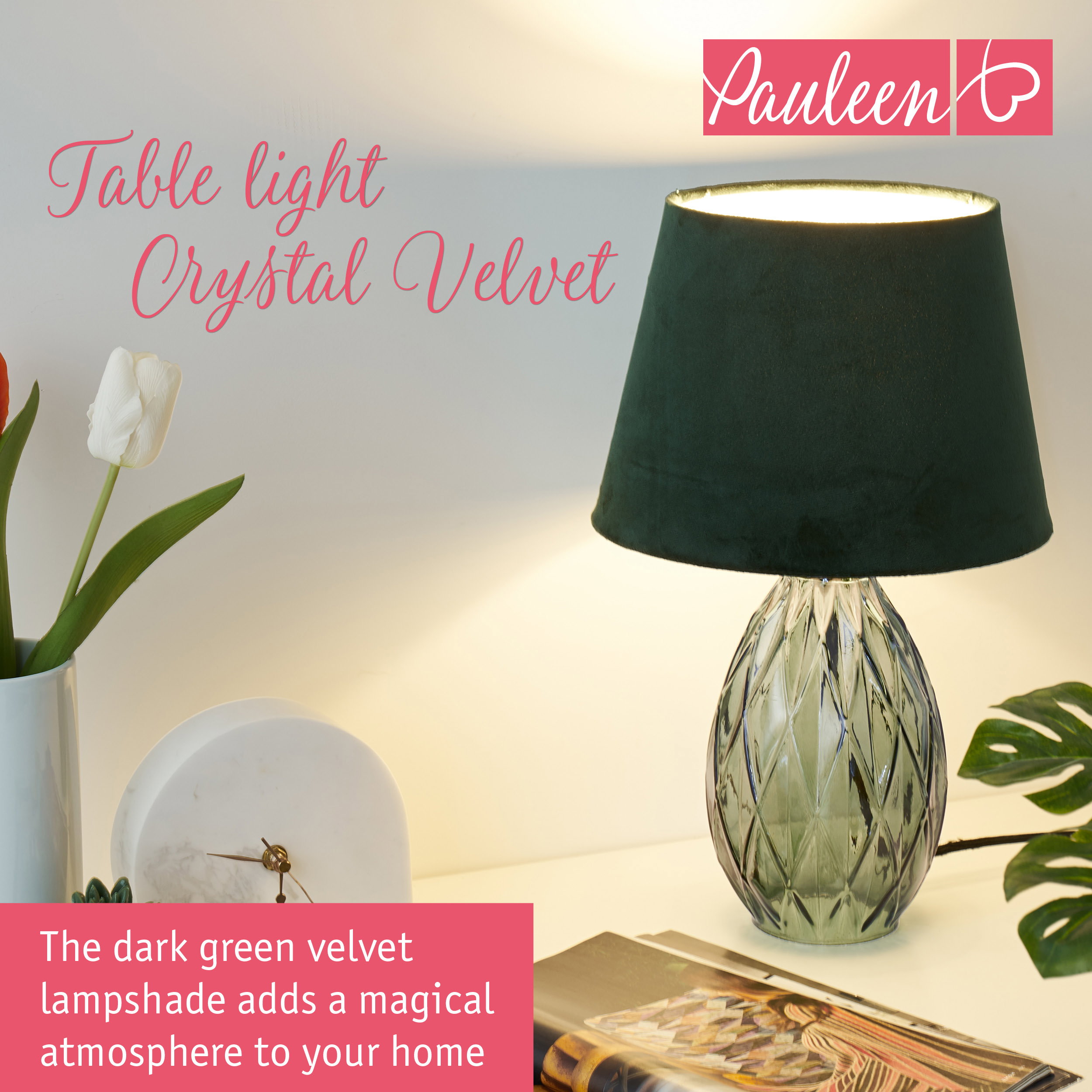 Paulmann Pauleen Table lamp Crystal Velvet E14 max. 20W Green