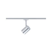 Modern silver metal LED spotlight on track system for flexible room lighting solutions