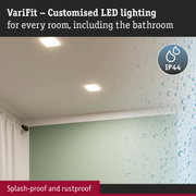VariFit white LED ceiling lights with IP44 rating for bathroom and damp room lighting