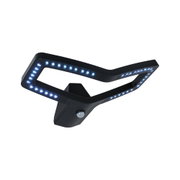 Black LED wall light with modern design and motion sensor for outdoor lighting and security