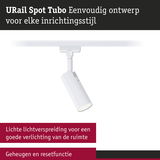 Witte URail Spot Tubo LED-spot met lichte lichtverspreiding voor veelzijdige binnenverlichting