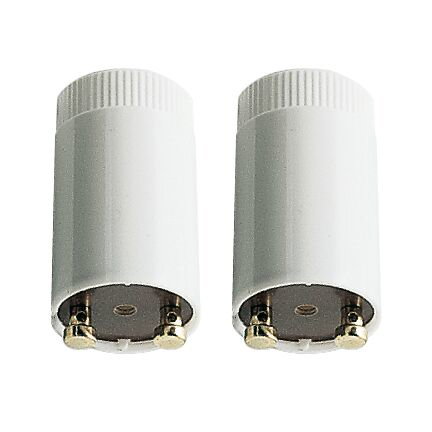 Two white plastic LED lamp holders with metal contacts for light bulb connection.