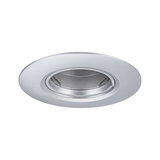 Runder Einbaustrahler aus silbernem Metall mit schwenkbarem Einsatz für flexible LED-Beleuchtung