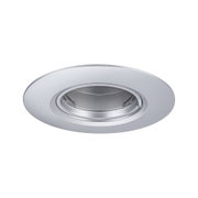 Runder Einbaustrahler aus silbernem Metall mit schwenkbarem Einsatz für flexible LED-Beleuchtung